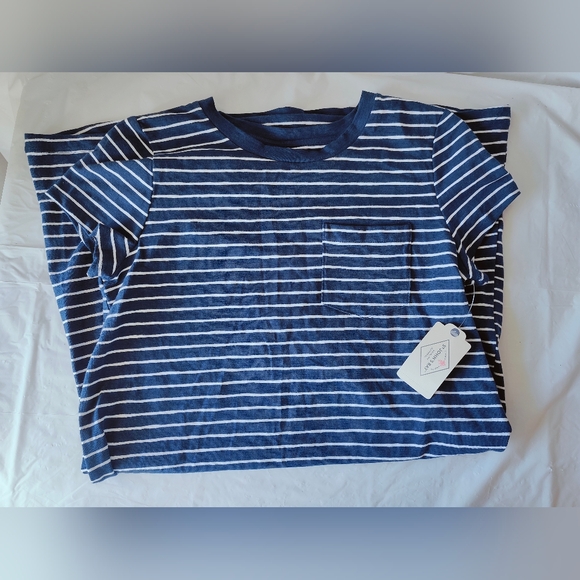 St. John's Bay Short Sleeve T-Shirt Dress With Pocket. Small. Navy White Striped - Picture 8 of 8